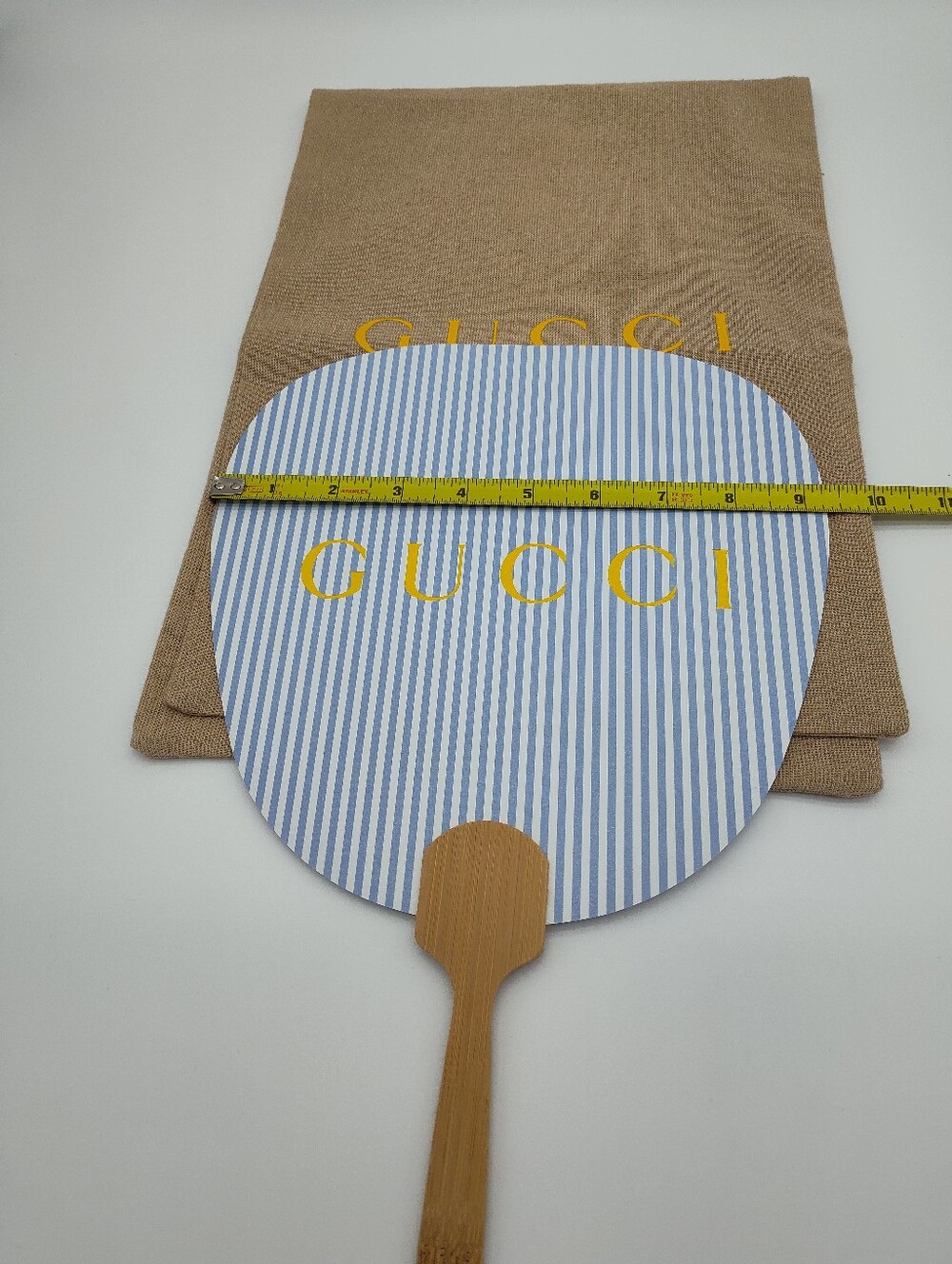 GUCCI 2023 Summer Novelty Fan Japan Limited Edition Rare Blue Stripe Bamboo Fan - Picture 8 of 9